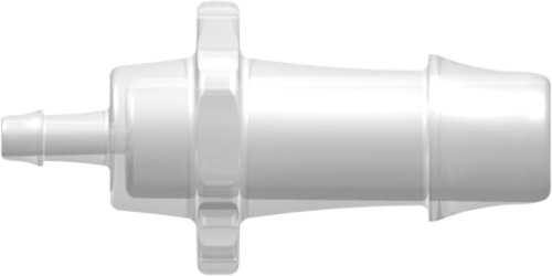 [VP-N070-013-6005] Straight Through Reduction Tube Fitting with 500 Series Barbs, 3/8&quot; (9.5 mm) and 1/8&quot; (3.2 mm) ID Tubing, Animal-Free Natural Polypropylene