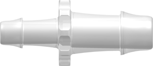 [VP-N070-055-6005] Straight Through Reduction Connector with 500 Series Barbs, 3/8&quot; (9.5 mm) and 1/4&quot; (6.4 mm) ID Tubing, Animal-Free Natural Polypropylene